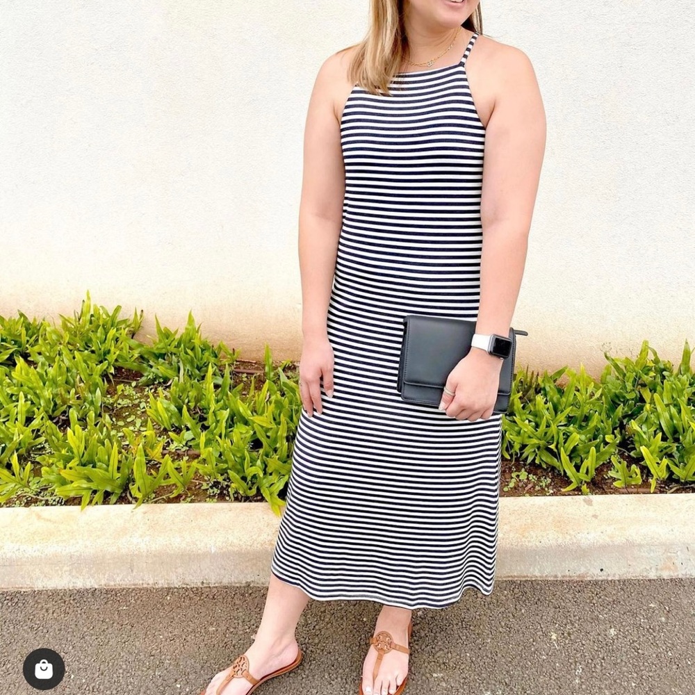 Fighting Eel- dress lisa navy stripe (L) like new